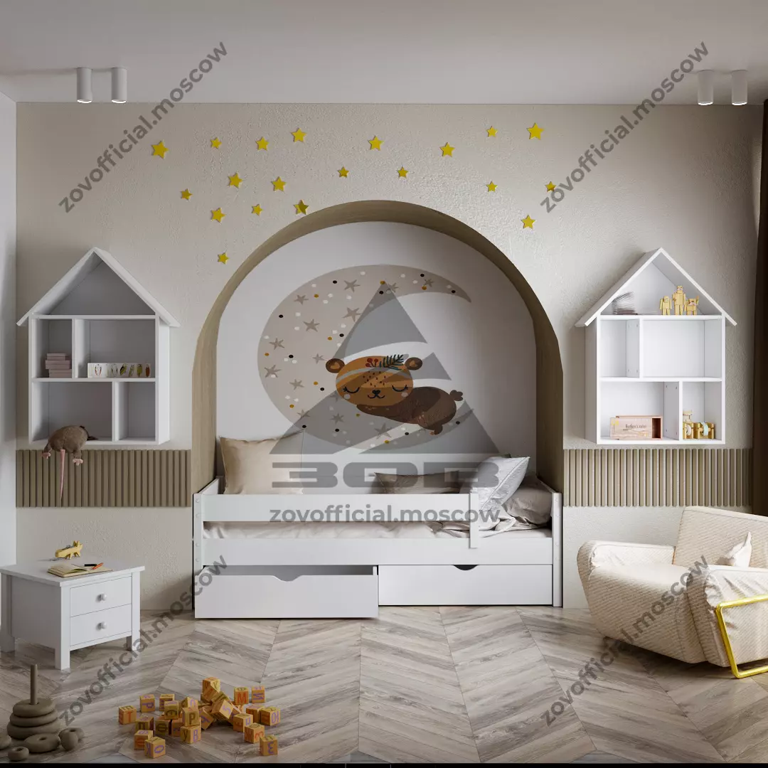 ДЕТСКАЯ КРОВАТЬ НИКОЛЬ С ЯЩИКАМИ 190*80 (БЕЛЫЙ)